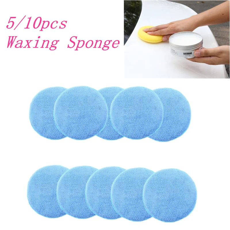 

5/10Pcs Soft Microfiber Car Wax Applicator Pad Round Polishing Sponge for Applying Dust Remove Auto Care Clean Buffer Pads