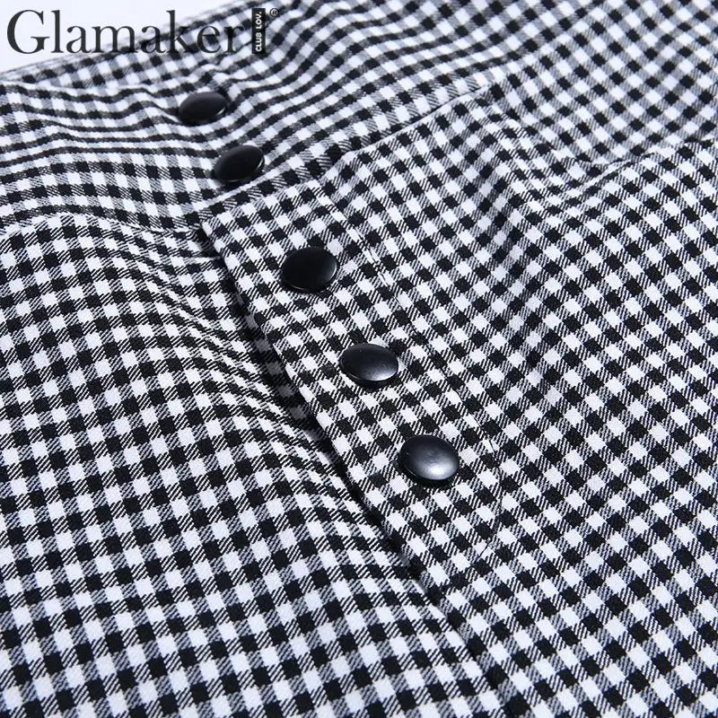 Glamaker клетчатые облегающие брюки-карандаш на пуговицах женские осенне-зимняя уличная мода Брюки-Капри брюки женские брюки с высокой талией
