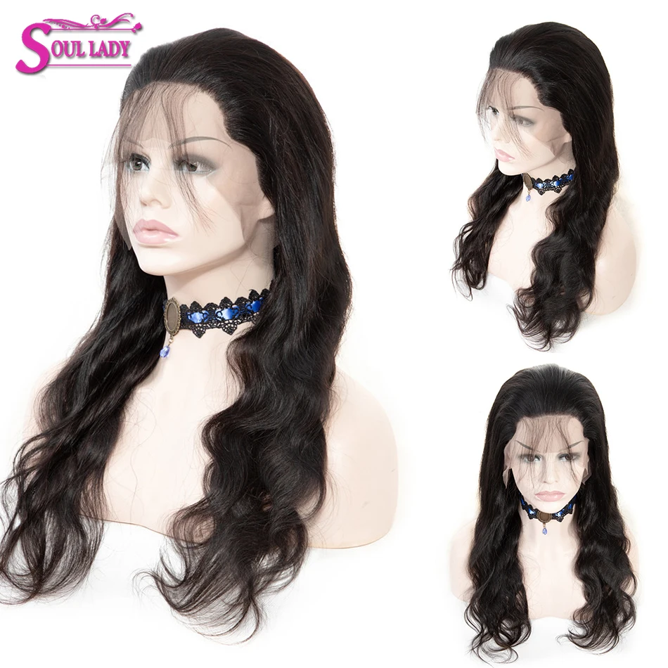 

Soul Lady 13x6 Transparent Lace Front Human Hair Wigs Pre Plucked Remy Peruvian Bodywave Lace Front Wig Bang Wig Human Hair