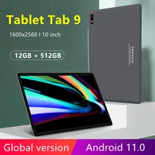 Tablette graphique ANDROID 512 de 10 pouces, avec écran de 12 go de RAM et 11.0 go de ROM, Tab 9, 10 core, double sim