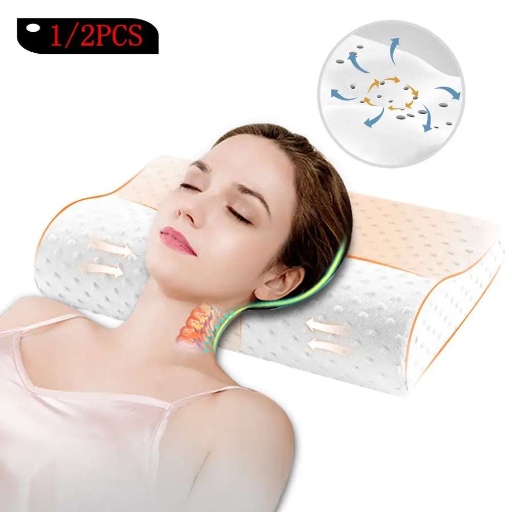 

DIDIHOU 1/2pcs Memory Foam Pillow Orthopedic Pillow Massage for Sleeping Neck Pain Relief Cervical Bamboo Bed Pillows