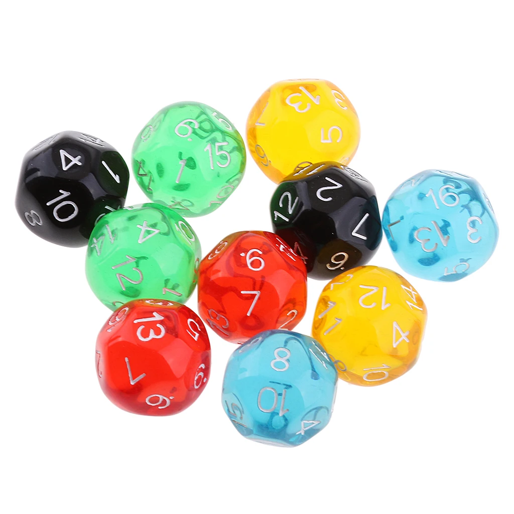 10X D16 Polyhedral Dice Translucent Dice For Dungeons And Dragons Board Dice