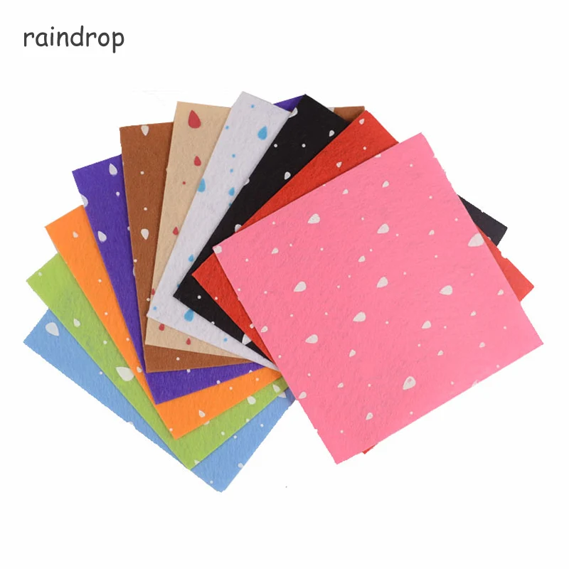 1 мм Толщина полиэстер ткань принтованная фетровая нетканые предмет декора для дома из ткани 15x15 см набор для шитья кукол ремесла - Цвет: raindrop