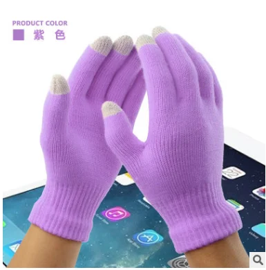 Зимние перчатки с сенсорным экраном, плотные теплые шерстяные кашемировые однотонные перчатки для мужчин и женщин, вязаные перчатки