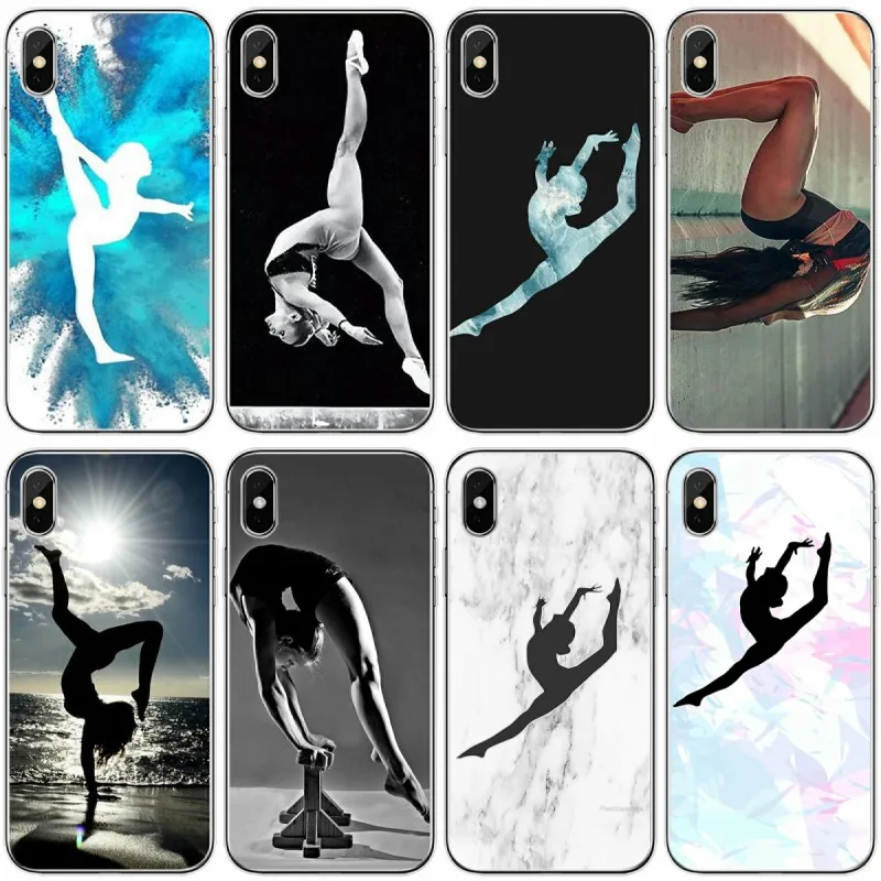 

gymnastics silhouette Soft Silicone Phone Case For iPhone 6 6plus 7 8plus 5 5S 5C SE For iPhone X XS XR XS Max