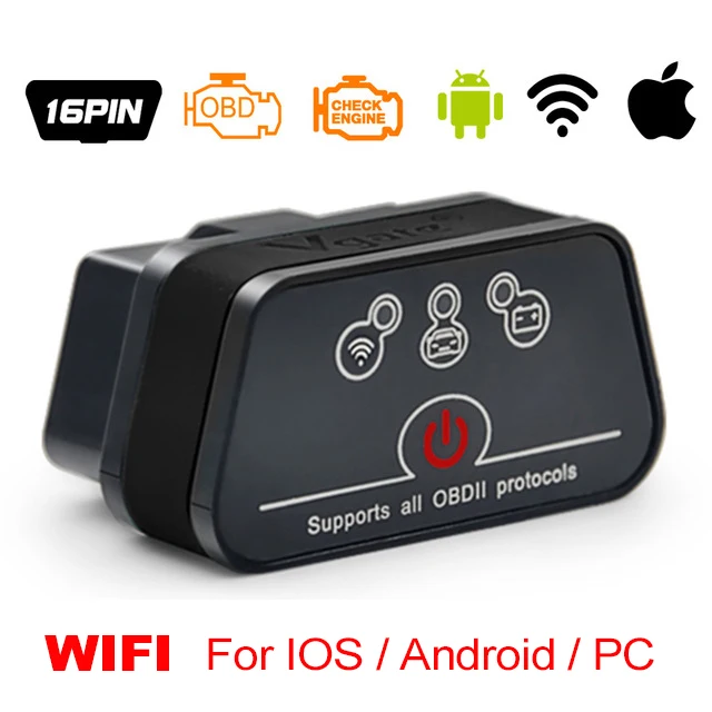 Vgate iCar2 ELM327 obd2 Bluetooth сканер elm 327 Wi-Fi диагностический инструмент для android/PC/IOS считыватель кодов+ 16-контактный удлинитель - Цвет: Black WIFI