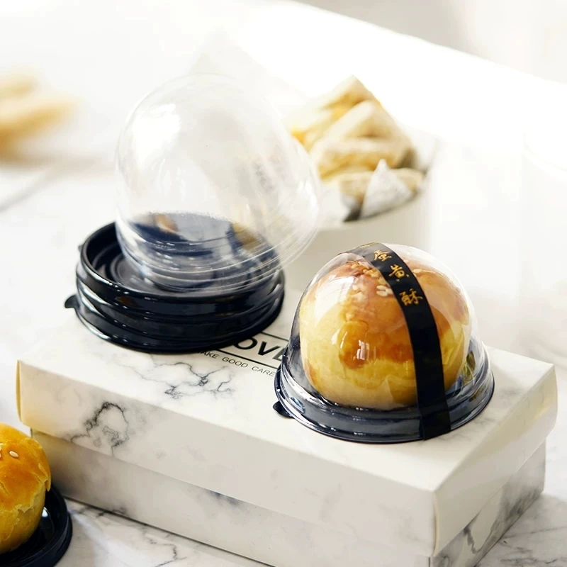 50 Pcs Mini Round Moon Cake Container Trays Packaging Box Holder for Bridal Shower Wedding Christmas Party Gift Boxes Cake