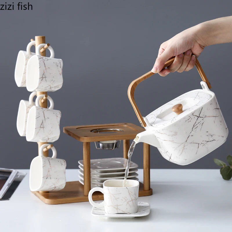 

Japanese New Ceramic 1 Pot 6 Cups Teapot Set, Fragrant Tea Set, Coffee Cup, Teapot / Shelf, Nordic Afternoon Tea Set