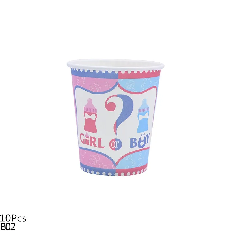 10Pcs-B02 Тарелки для мальчиков или девочек, чашка, баннер, пол, раскрывает, одноразовые столовые приборы, для вечеринки в честь Дня рождения, Детские принадлежности - Цвет: 10Pcs-B02