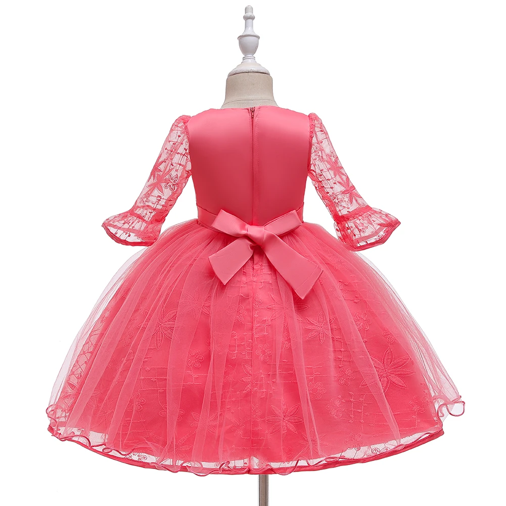 Vestido infantil/зимнее детское платье; платье принцессы с жемчужинами для девочек; свадебное платье с цветочным узором для девочек; Детские платья для девочек; праздничное платье