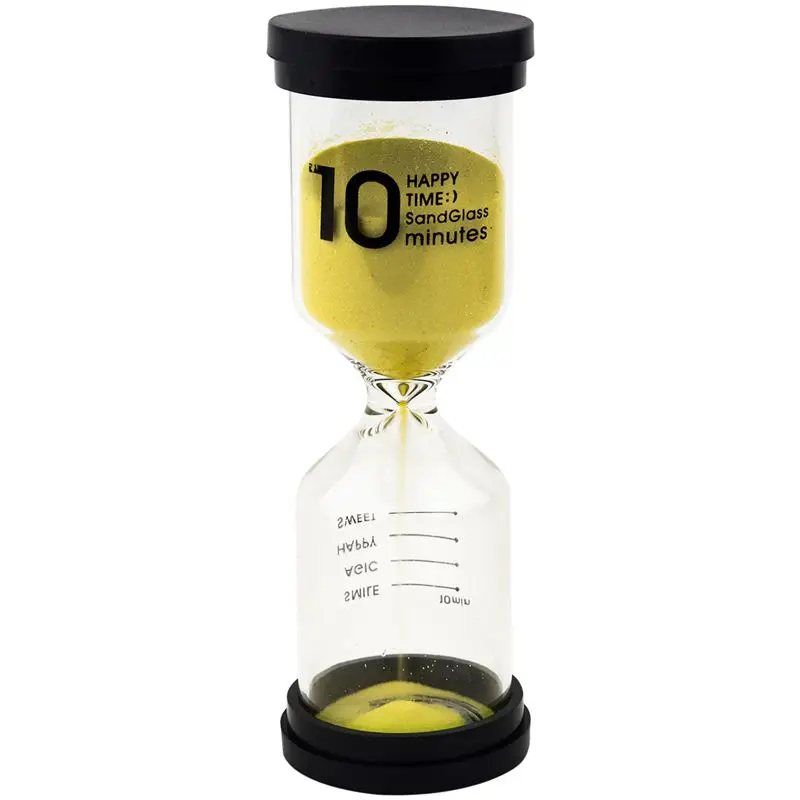 1 желтое стекло + песок 10 минут tick time Hour glass с упаковкой 13*4 3 см | Дом и сад