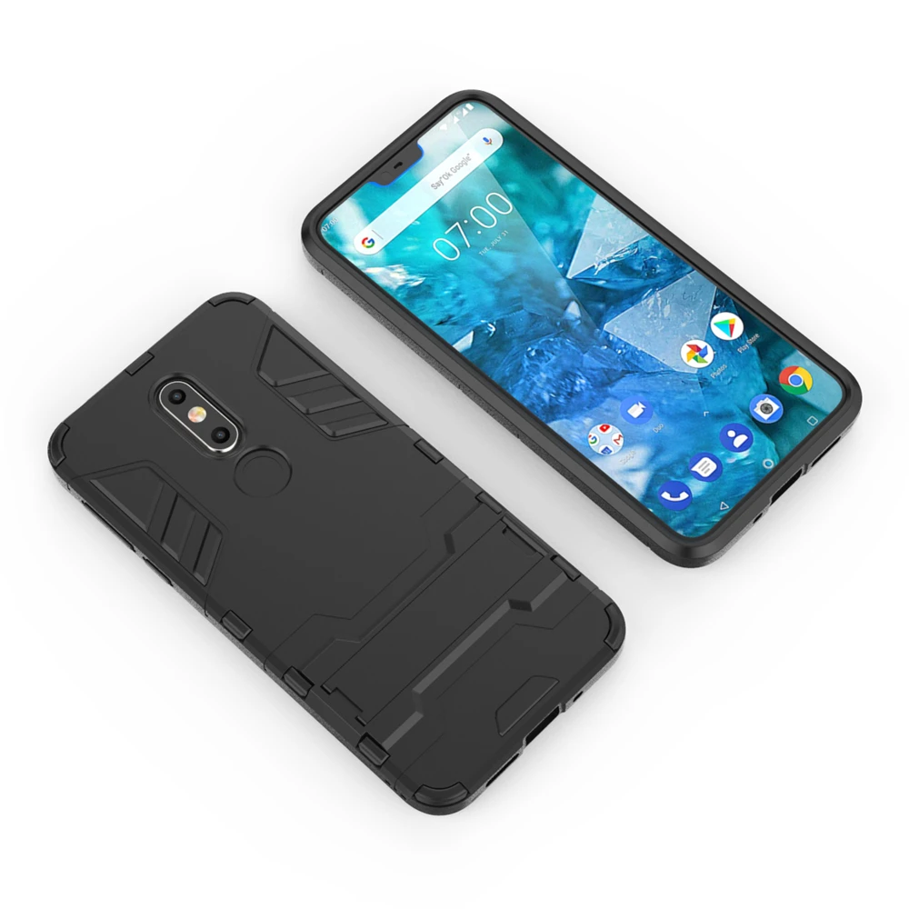 Yuhashi противоударный жесткий чехол с подставкой для Nokia 7,1, защитный чехол с держателем для телефона, задняя крышка для Nokia 7,1, чехол-бампер