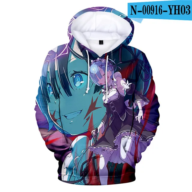 Re Zero Толстовка с капюшоном, куртка, пуловер, пальто, Толстовка для мужчин, женщин, детей, одежда для девочек, одежда Rem and Ram, толстовки с капюшоном в японском стиле - Цвет: 3dwy-200