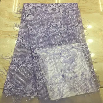 

Madison Purple Color Sequins Lace Fabrics High Quality African French Tulle Mesh Lace Fabric Embroidery Sequence Lace Fabric