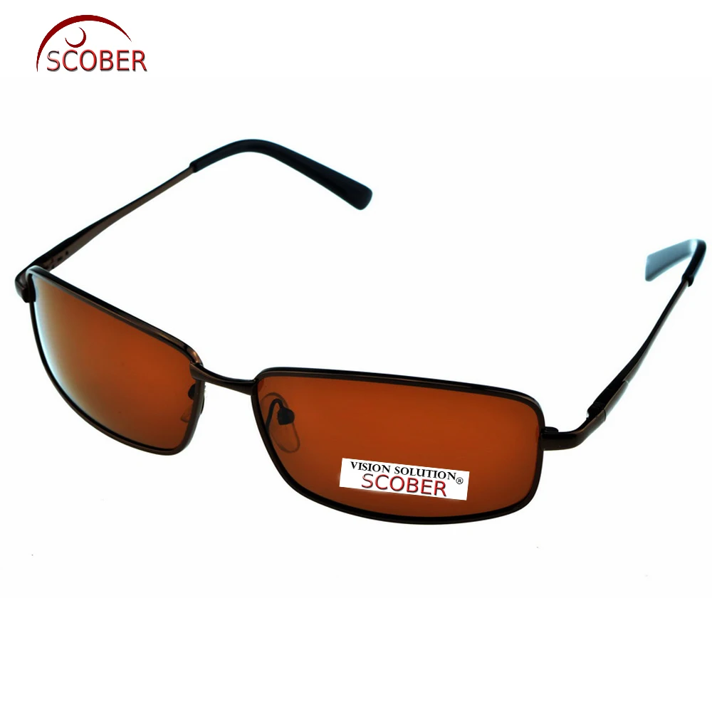 

= SCOBER = Rectangular Brown Polarized Sunglasses Hd Polaroid Lens Eyeglasses Spring Hinge Driving Vintage Male Google Eyewear