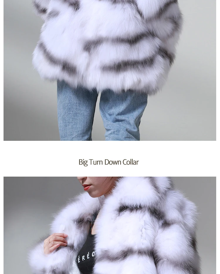 rf1942 New Arrival Real Fur Coat Women Oversized Winter Luxury White Fox Fur Spot Spray Long Sleeve Natural Fox Fur Jacket