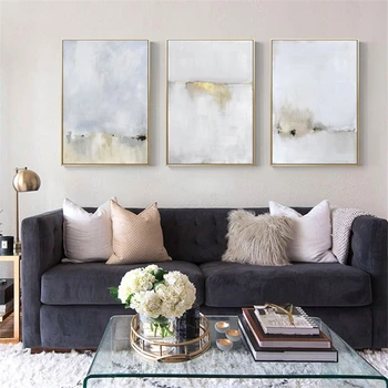 

Nordic Modern Minimalism Gold Gray Abstract Canvas Painting Print Wall Poster Decoration Picture Living Room Sofa Background