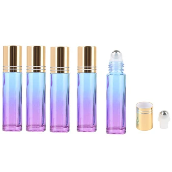 

Gradient Ball Bottle 5Pcs 10Ml　Gradient Color Thick Glass Roll On Essential Oil Empty Parfum Bottles Roller Ball Travel Use Nece
