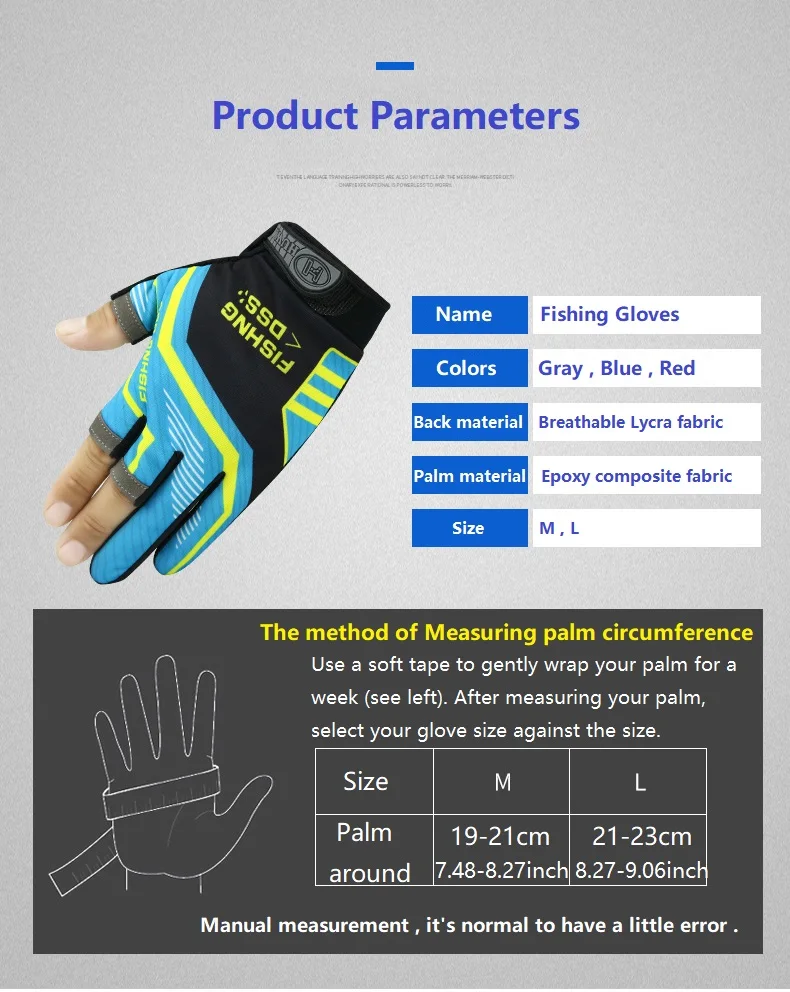 Three finger cut sport fishing gloves for hunting gloves guantes pesca finger protector neoprene gloves fishing fingertip