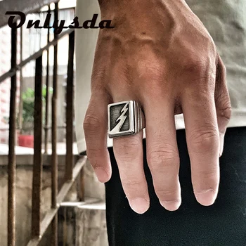 Onlysda Cool 316L Stainless Steel ring Vintage Man's Lightning Collection Classic Ring Engagement Jewelry Boyfriend Gift OSR560