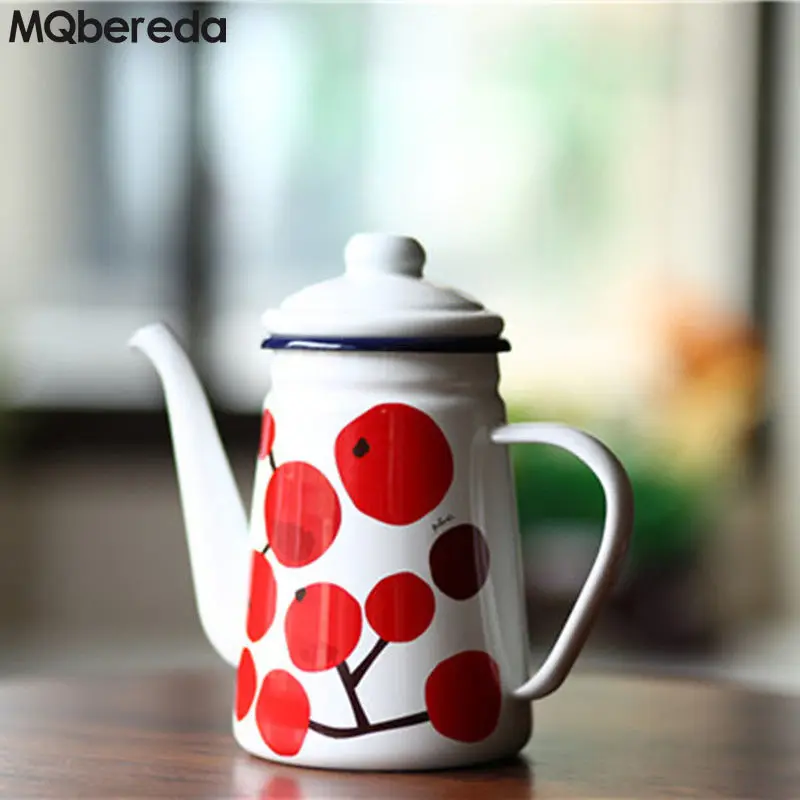 Japanese Enamel Coffee Kettle with Cover Household Hand Flushing Pot Kitchen Oil Boiling Water Teapot Hot | Дом и сад