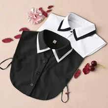 Women Fake Collar Detachable Lapel Shirt White False Collar Woman Stripe Plaid Check Chiffon Half Shirt Blouse Adjust Clothes
