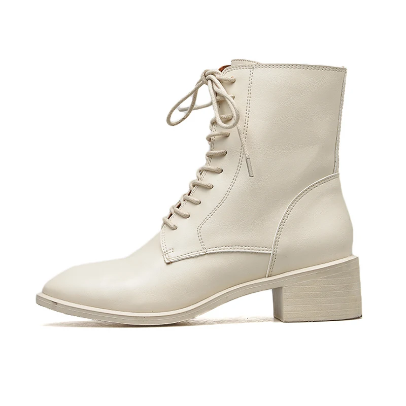 Off White/ботильоны Martens женская зимняя обувь ботинки в байкерском стиле на шнуровке
