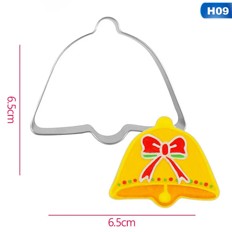 Stainless Steel Biscuit Mould Santa Claus Shape Fondant Cake Mold DIY Sugar Craft Xmas 3D Pastry Cookie Cutters Cake Tools - Color: 09