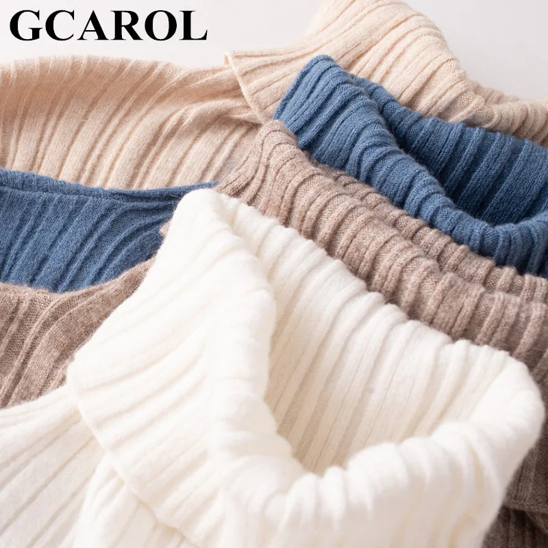 GCAROL, Осень-зима, Женский жаккардовый свитер в полоску, водолазка, 30% шерсть, плотно прилегает, OL, элегантный джемпер, стрейчевый, теплый, Повседневный, трикотаж