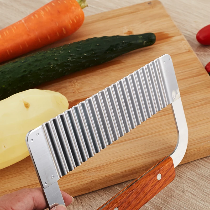 Wavy Crinkle Stainless Steel Cutting Fry and Knife Chopping Serrator Tool Slicer Blade Vegetable Salad French