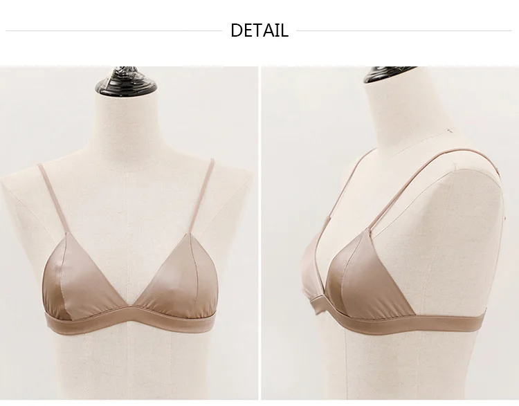 Bralettes беспроводной треугольник для женщин натуральный шелк Дамы Бюстгальтер Без подкладки bralett сексуальное мягкое нижнее белье femme brasier mujer