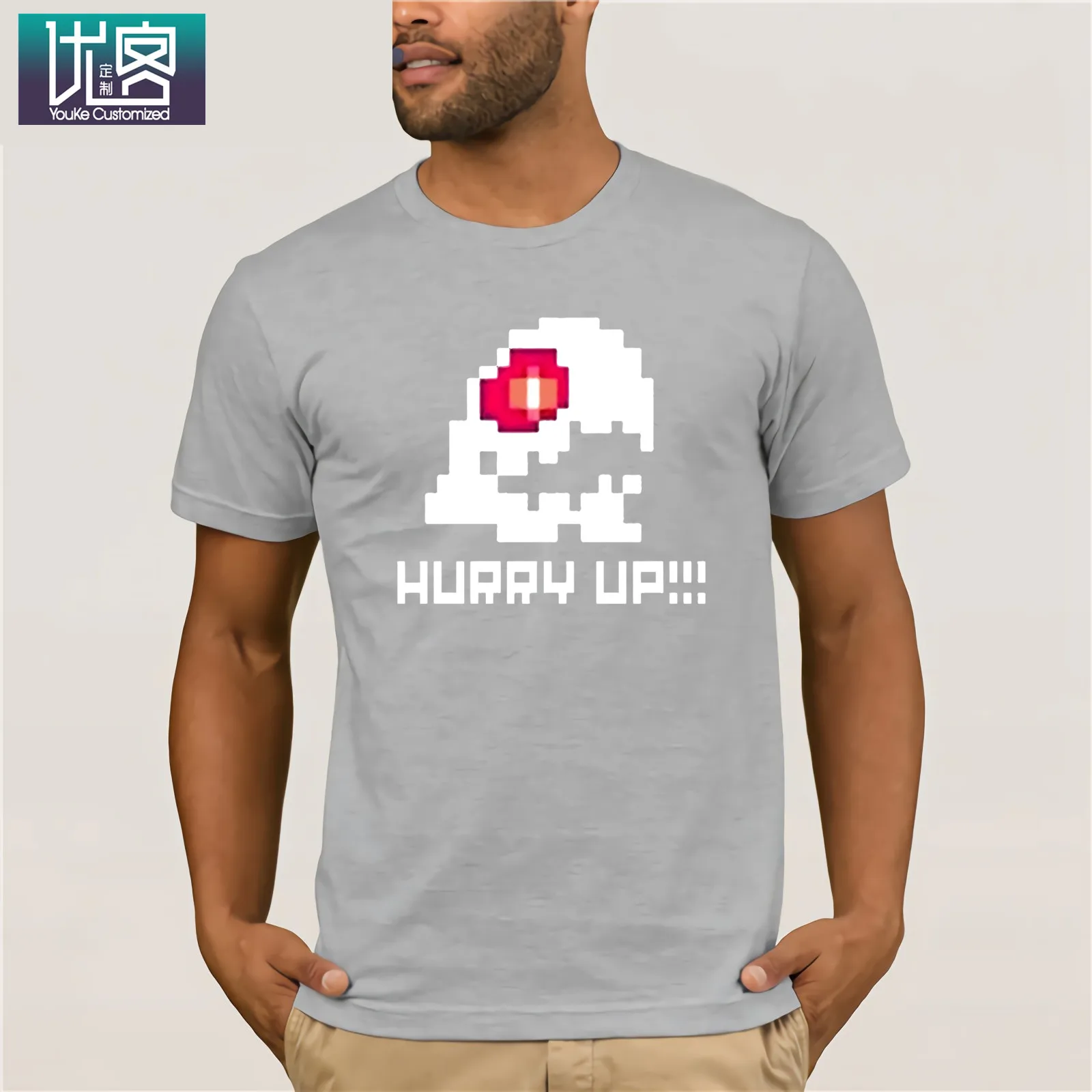 Bubble Bobble Hurry Up, забавная футболка с видеоиграми, хлопок, мужская и женская футболка, мужские футболки, летняя стильная Винтажная футболка с вырезом лодочкой - Цвет: light grey