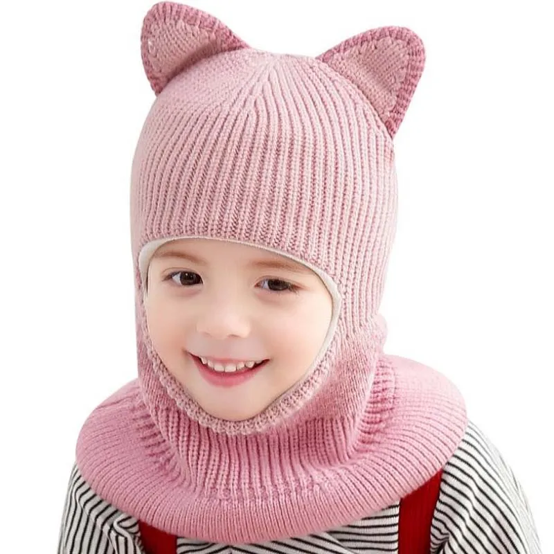 

Doitbest 2 to 6 years old Winter hat for kids beanies fur boys Beanie Child knit hats Protect face neck kid girls Earflap Caps