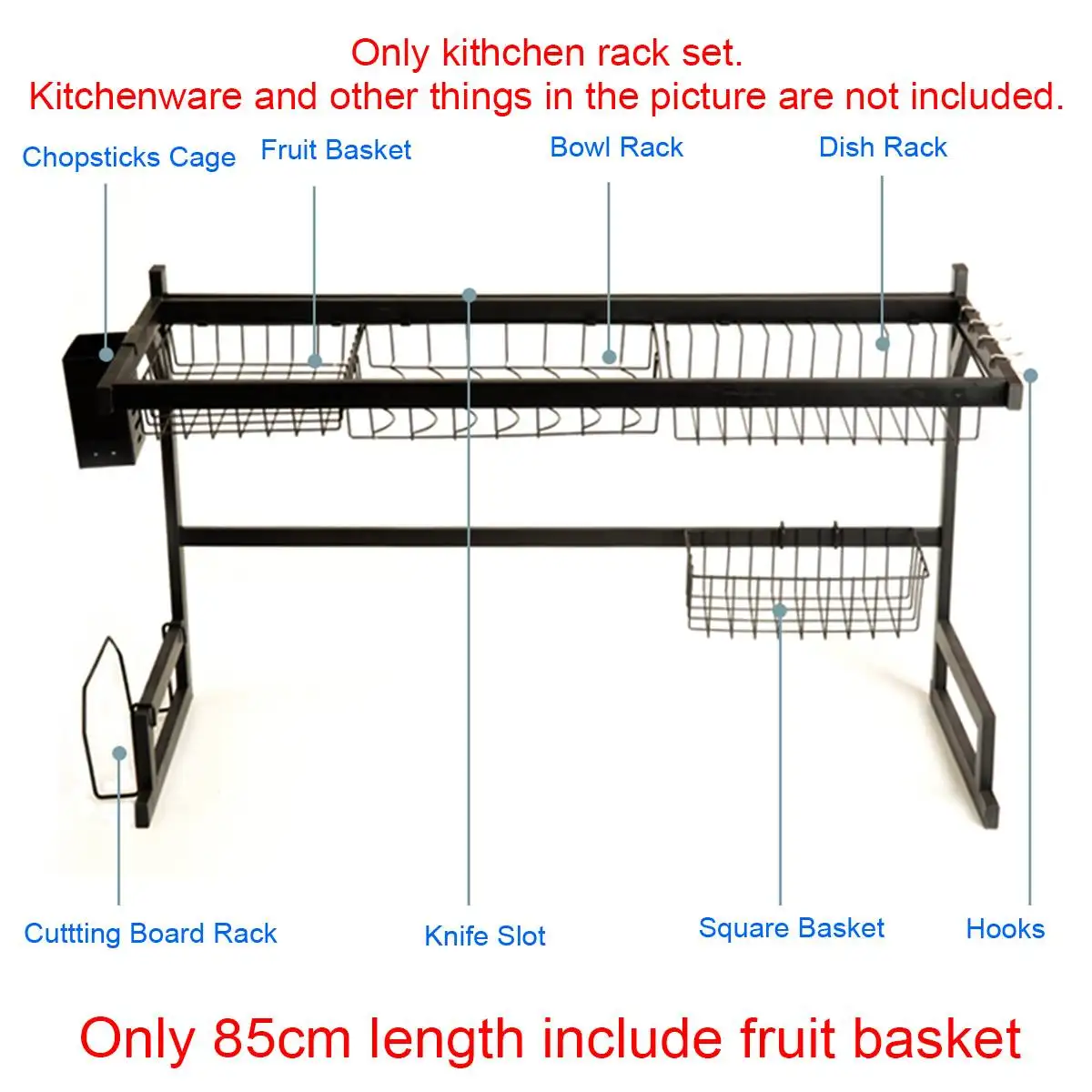 Over The Sink Dish Drying Rack, Full Stainless Steel Adjustable (26.8 to  34.6) Large Dish Drying Rack for Kitchen Counter with Multiple Baskets  Utensil Sponge Holder Sink Caddy, 2 Tier Silver