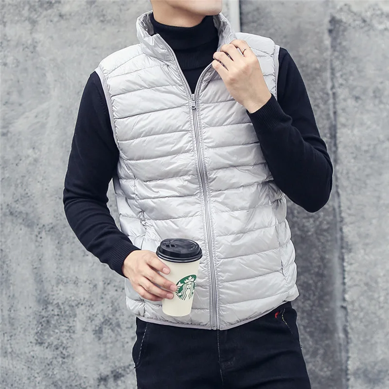 BOLUBAO Brand Men Down Vest Coat Autumn New Solid White Vest Fashion Casual Duck Down Jacket Male