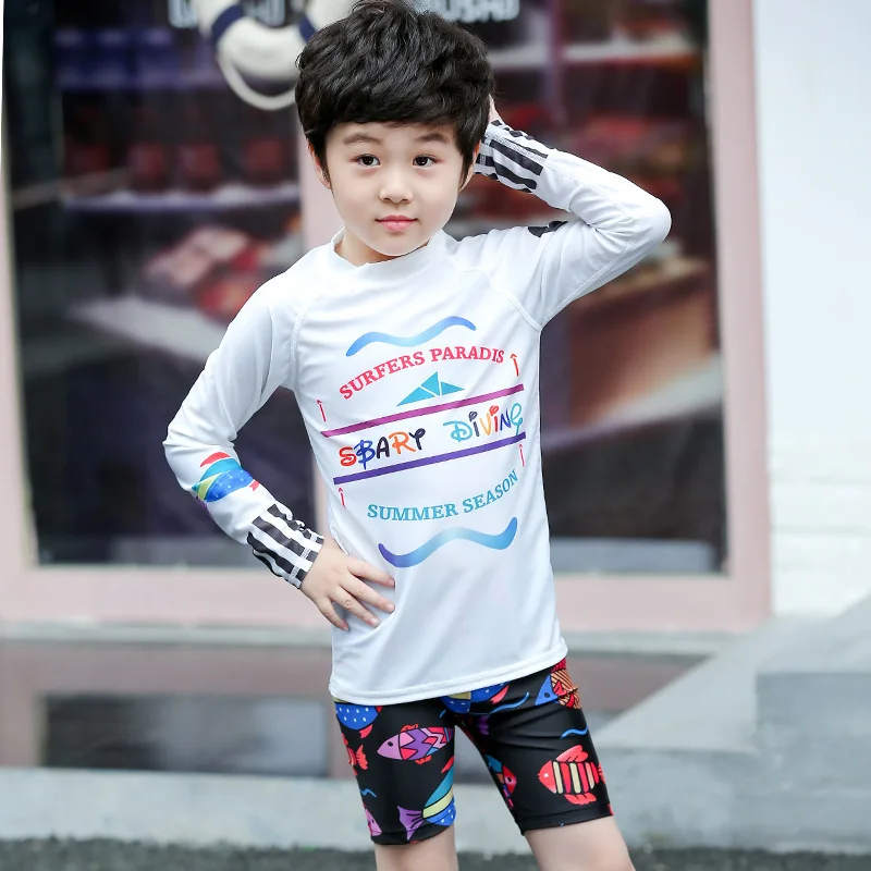 

Sbart Casual Beach Men And Women Children CHILDREN'S Cartoon Split Type One-piece Long Sleeve Swimming Snorkeling Bathing Suit