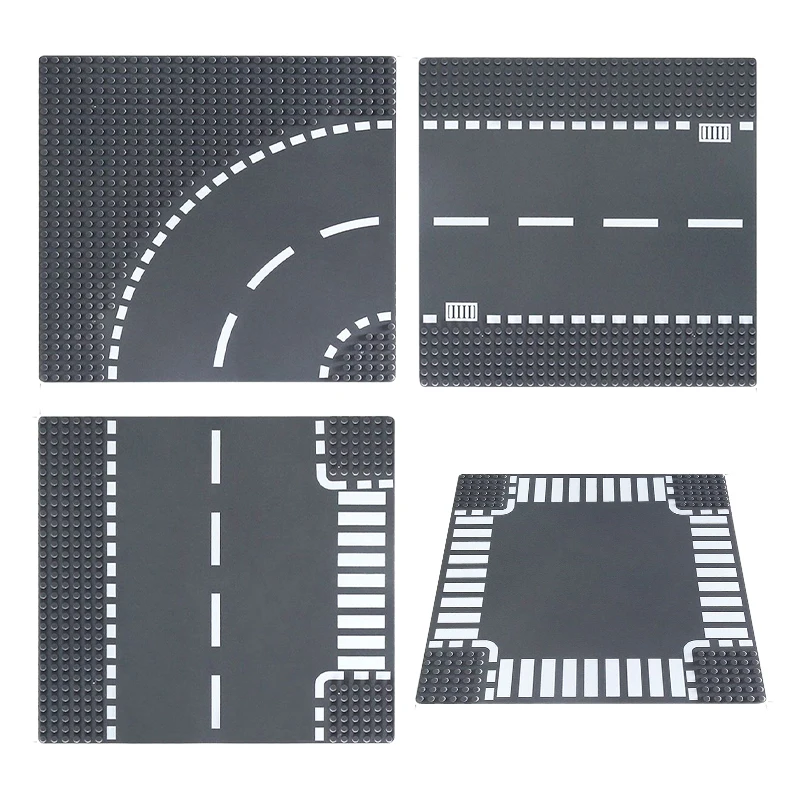 

1pcs City Road Street Baseplate T-Junction Straight Crossroad Curve Building Blocks Base Plate Construction Toys LegoINGlys City