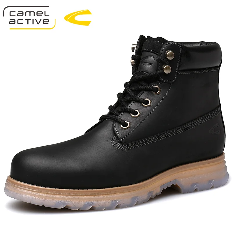 Camel Active/Новые походные ботинки из коровьей кожи; верхняя часть года; сезон осень; прочные нескользящие теплые ботинки для альпинизма и треккинга - Цвет: Черный