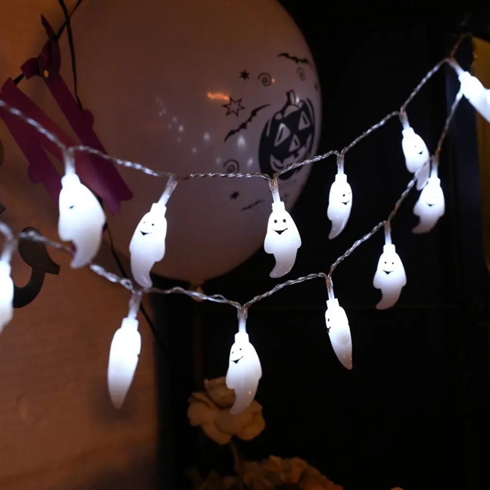 Милый светодиодный светильник-гирлянда на Хэллоуин, декоративный светильник с изображением черепа-призрака, светодиодный Сказочный светильник, гирлянда для наружной и внутренней отделки, аккумулятор