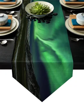 

Aurora Natural Scene Table Runner Table Flag Home Party Decorative Tablecloth Table Runners for Wedding