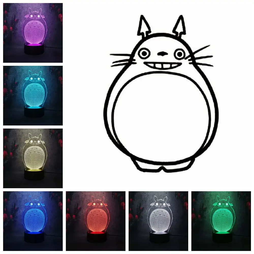 

Hayao Miyazaki Anime Cartoon Animal Totoro Model Night Light 3D LED 7 Color Touch Visual Chang Table Lamp Child Sleep Decor Gift