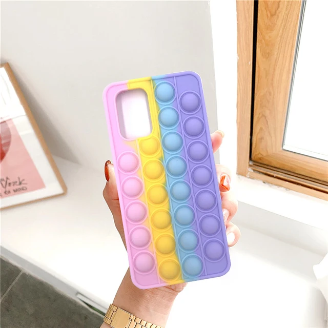For Redmi Note 9 Pro 9S 7 8 Pro Push Pop Bubble Fidget Toy Soft Case for Redmi 9 9T 9C 9A Mi Poco X3 M3 Sensory Stress Reliver Redmi Note 10 4G