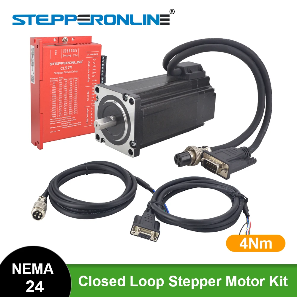 

Nema 24 4Nm Closed Loop Stepper Motor Kits 2 Phase Nema24 Servo Motor 5A + Servo Driver ï¼† 2pcs Extension Cables