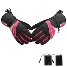 Мотоциклетные электрические теплые зимние перчатки с подогревом водонепроницаемые перчатки с сенсорным экраном на батарейках для езды на мотоцикле, лыжах, велоспорта