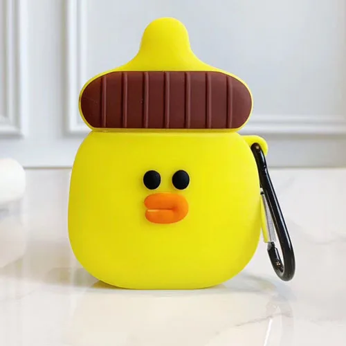 Yellow S Bluetooth наушники для Apple Airpods 1 2 защитный чехол мультфильм 3D коричневый медведь Кенни кролик Салли-утка крышка - Цвет: Yellow