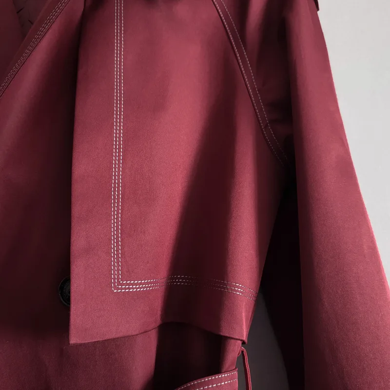 Wine red men Trench Coat Hesperian Style long windbreaker spring autumn color contrast fashion Handsome claret Overcoat