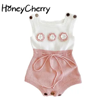 

2020 Spring and Autumn newborn bodysuit Handmade Embroidered Sweater Baby Infant Knitted Wool One-Piece Suit Baby Bodysuit