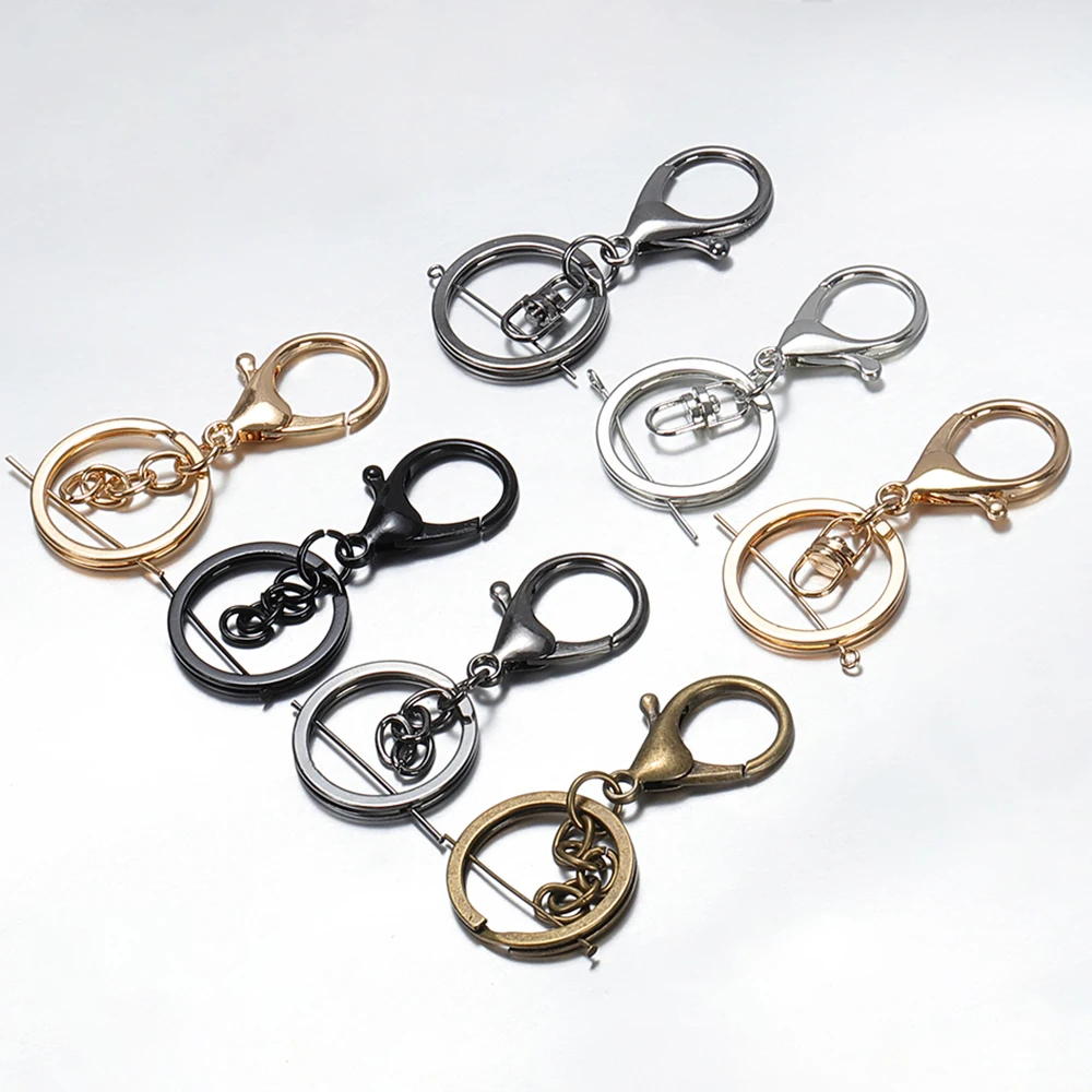 10pcs/lot Classic Key Chain Ring Metal Swivel Lobster Clasp Clips Key Hooks  Keychain Split Ring