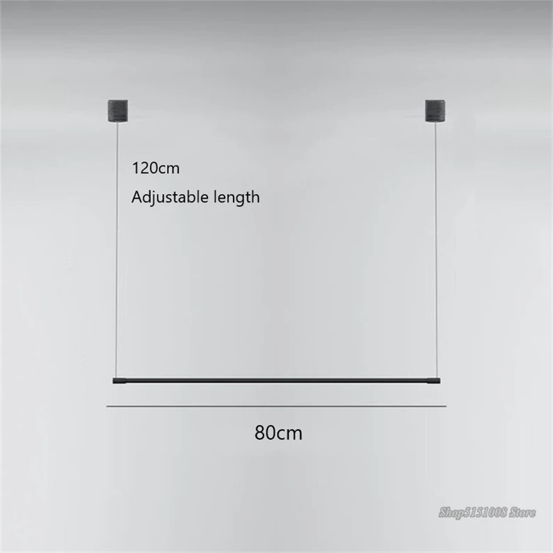 Минималистичный линейный светодиодный подвесной светильник для столовой, офиса, современные кухонные подвесные светильники, подвесной светильник для домашнего декора, осветительный прибор - Цвет корпуса: Lamp length 80cm