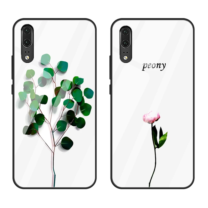 

For Samsung Galaxy M60S M80S Note 10 Lite Case Leaf peony flower Hard Glass back soft silicone Cover For Samsung m30s s10 lite